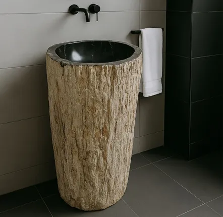 Washbasins - Freestanding Petrified Wood Washbasins - XYLEIA PETRIFIED WOOD