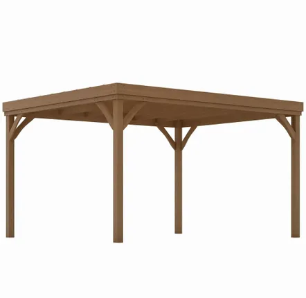 Pergolas - Rustic style self-supporting pergola dim. 3.65L x 3W x 2.15H m pre-oiled fir - AOSOM BUSINESS