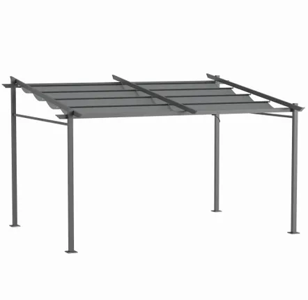 Pergolas - Retractable pergola 3.97L x 2.95W x 2.3H m aluminum. steel epoxy polyester - AOSOM BUSINESS