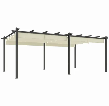 Pergolas - Large retractable pergola in high-density polyester and aluminum - AOSOM BUSINESS
