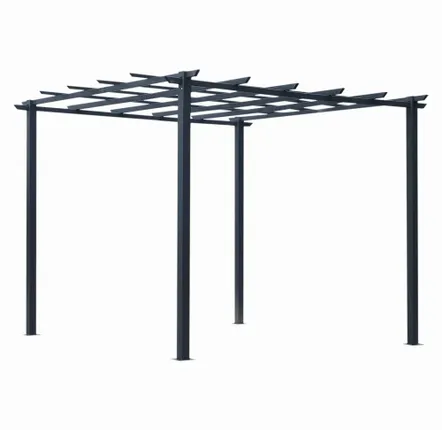 Pergolas - Retractable pergola high density polyester gray epoxy metal - AOSOM BUSINESS
