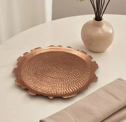 Accessoires thé et café - Plateau de service Turin - cuivre rouge - martelé - 3 finitions dispon - MAISON ZOE