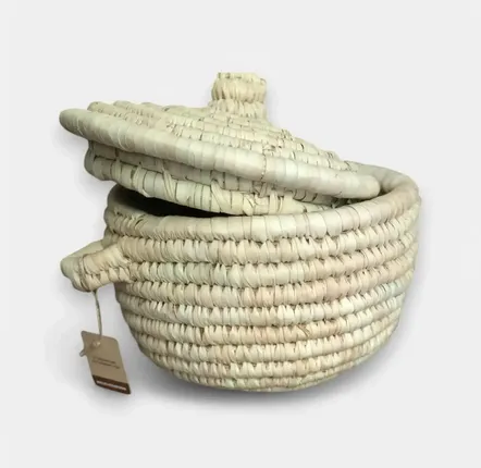 Storage boxes - Wilery Straw Basket – Handwoven with Colorful Wool Accents -Sustainble - MAISON ZOE