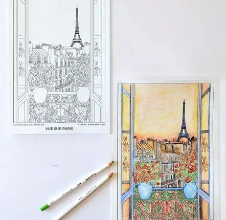 Cadeaux - Affiche à Peindre A4 – Vue sur Paris (beaux-arts) | kit n’ kif ® - ATELIER MANDALA