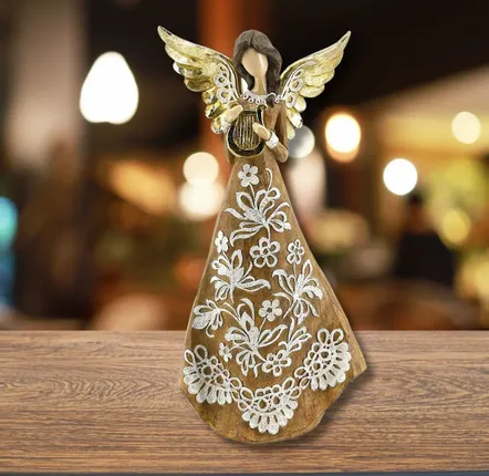Crèches et santons - Figurine d’ange de Noël – Harpe - BLUE STAR B.V.