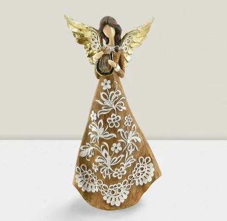 Crèches et santons - Figurine d’ange de Noël – Harpe - BLUE STAR B.V.