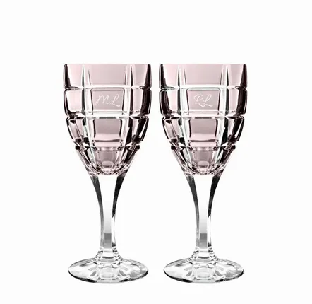 Cristallerie - Vaso II Verres à vin en cristal modernes Slate avec les initiales - 2 pièces 300 ml - PEKALLA CRISTAL GLASS