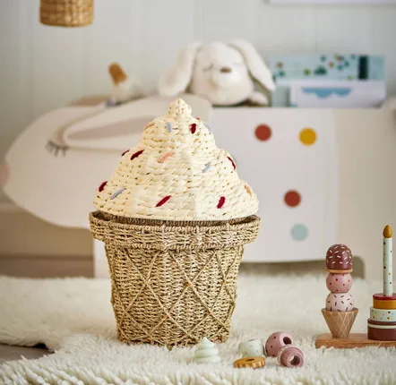 Children's decorative items - Cillie Basket w/Lid, Nature, Seagrass - BLOOMINGVILLE MULTIBRAND HOUSE