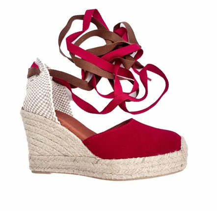 Shoes - Custom Red Suede Wedge Espadrilles – LYDIA Model - ATELIER COSTÀ