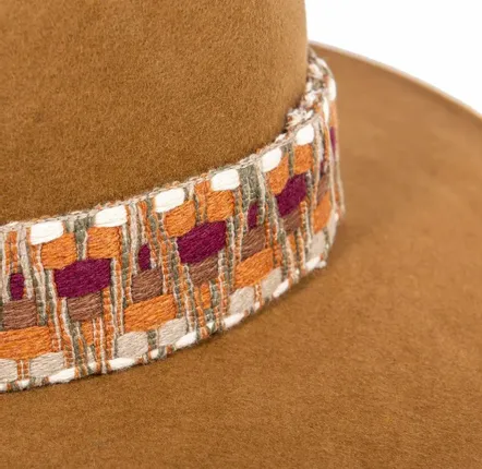 Chapeaux - Chapeau feutre bord large GALON ETHNIC - TRAVAUX EN COURS...
