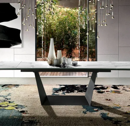 Dining Tables - White marble extendable dining table - ANGEL CERDÁ