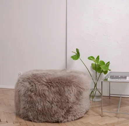 Poufs - Pouf / Ottoman en Peau de Mouton Naturelle – Greige - MELLOW CONCEPT STORE