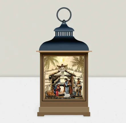 Crèches et santons - Lanterne LED avec Crèche – Paillettes et Lumière Chaleureuse - BLUE STAR B.V.