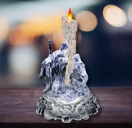 Crèches et santons - Crèche LED Style Cristal avec Lumière de Bougie - BLUE STAR B.V.