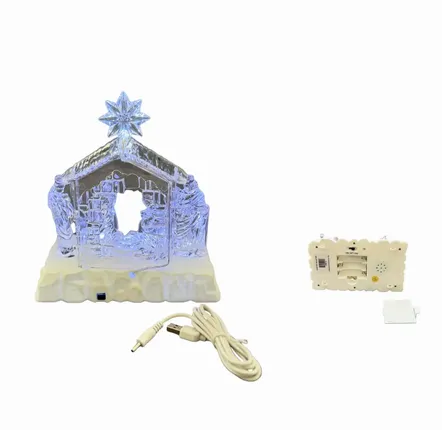 Crèches et santons - Crèche LED Style Cristal – Éclairée avec Musique et Étoile Lumineuse - BLUE STAR B.V.