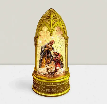 Crèches et santons - Lanterne Cathédrale avec Crèche – Scène Illuminée de la Sainte Famille - BLUE STAR B.V.