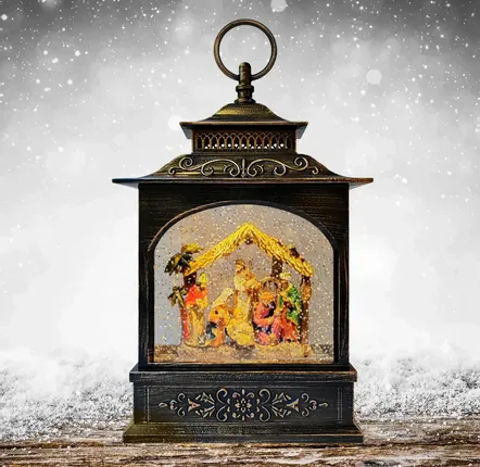 Crèches et santons - Lanterne Crèche LED – Style Ancien Bronze & Musique - BLUE STAR B.V.