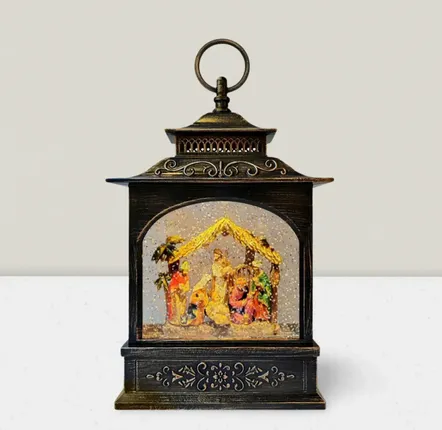 Crèches et santons - Lanterne Crèche LED – Style Ancien Bronze & Musique - BLUE STAR B.V.