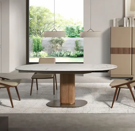 Dining Tables - Oval extending dining table with porcelain marble - ANGEL CERDÁ