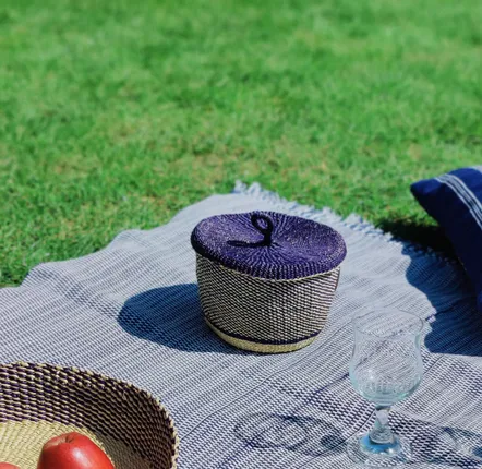 Baskets - Nunya Lid Basket | Storage Basket Small | Handwoven Basket | Blue - SOLOKO
