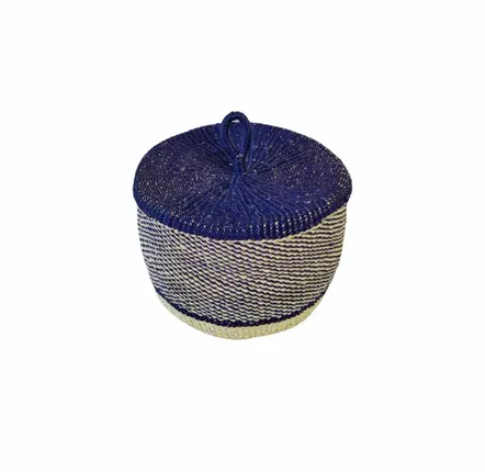 Baskets - Nunya Lid Basket | Storage Basket Small | Handwoven Basket | Blue - SOLOKO