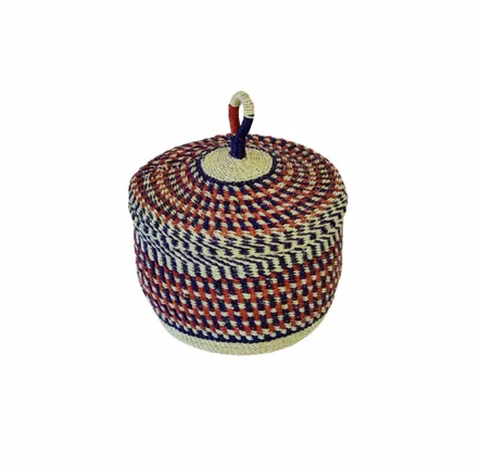 Baskets - Nunya Lid Basket | Storage Basket Small | Handwoven Basket | Red Blue - SOLOKO