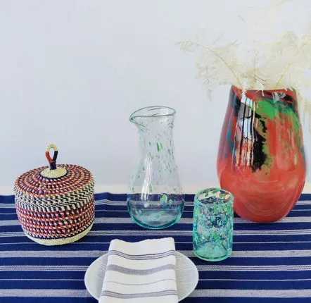 Baskets - Nunya Lid Basket | Storage Basket Small | Handwoven Basket | Red Blue - SOLOKO