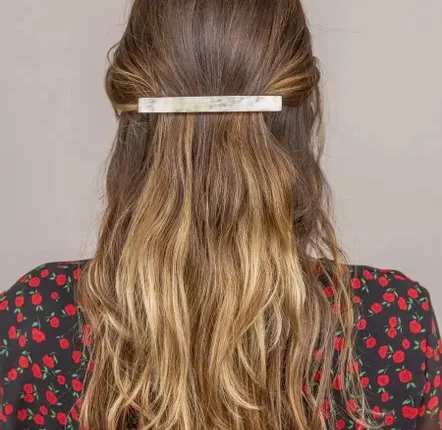 Barrettes - Long rectangular barrette in blond horn - L INDOCHINEUR X RIVÊT