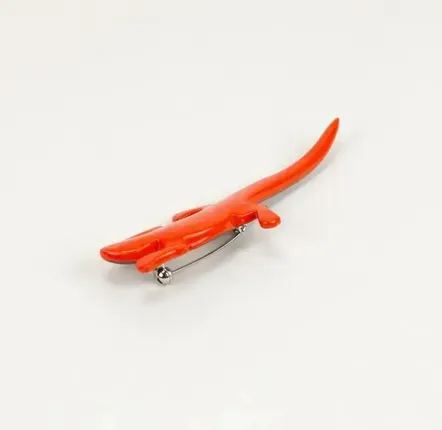 Brooches - Gray-blue lacquered lizard brooch - L INDOCHINEUR X RIVÊT