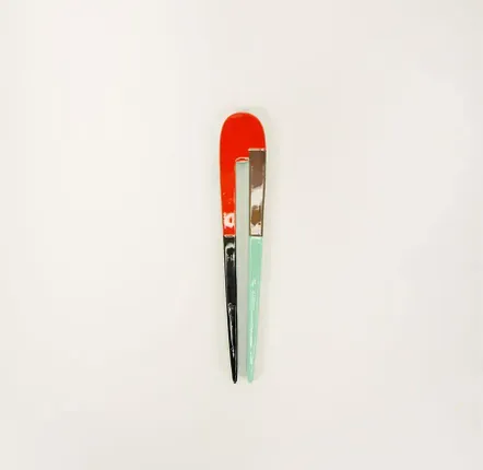 Barrettes - Double hairpin in orange -green lacquer - L INDOCHINEUR X RIVÊT