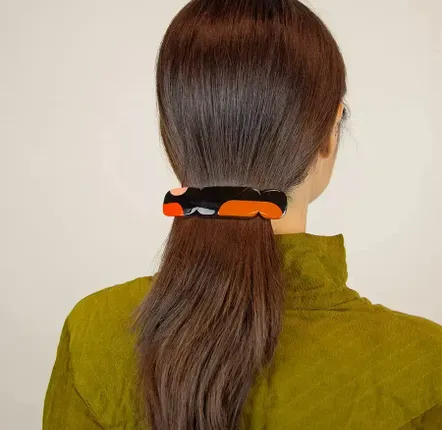 Barrettes - Nymph barrette in blond horn and orange lacquer - L INDOCHINEUR X RIVÊT