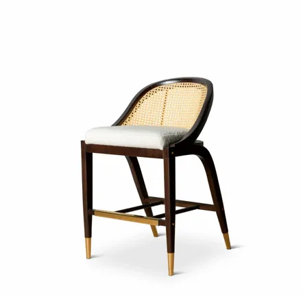 Sièges pour collectivités - Tabouret de comptoir Wormley Assise tissu COM, Structure bois, cannage - DUISTT
