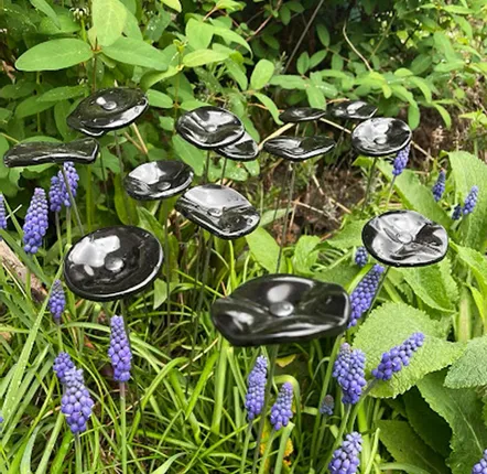 Accessoires de jardinage - Petite fleur en verre pour l'extérieur en noir - CARNEOL GLASS