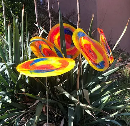 Accessoires de jardinage - Large Yellow-Blue Glass Flower (50 cm stem) - CARNEOL GLASS