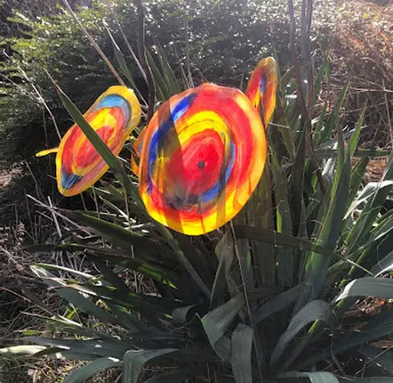 Accessoires de jardinage - Large Yellow-Blue Glass Flower (50 cm stem) - CARNEOL GLASS
