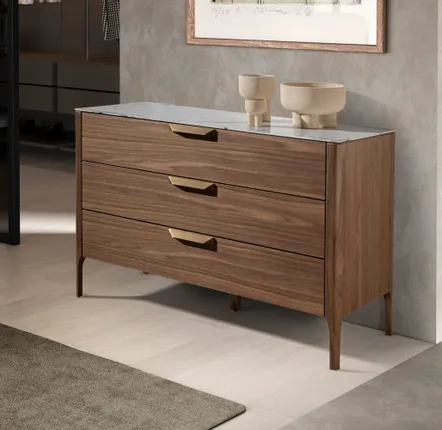 Commodes - Commode effet marbre en noyer et fibre de verre - ANGEL CERDÁ