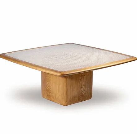 Tables pour hôtels - Table basse carrée Bossa en chêne naturel et cannage, Portugal - DUISTT