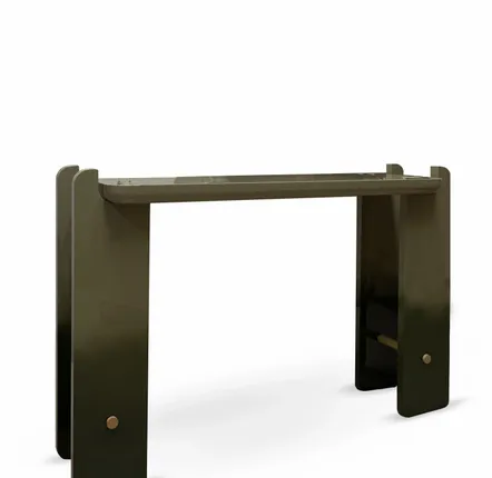 Tables pour hôtels - Console Ipanema en bois laqué vert brillant et détails en laiton - DUISTT