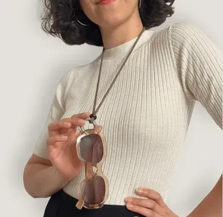 Lunettes - Collier Porte-Lunettes Eve en cuir pleine fleur - ATELIER BALTUS