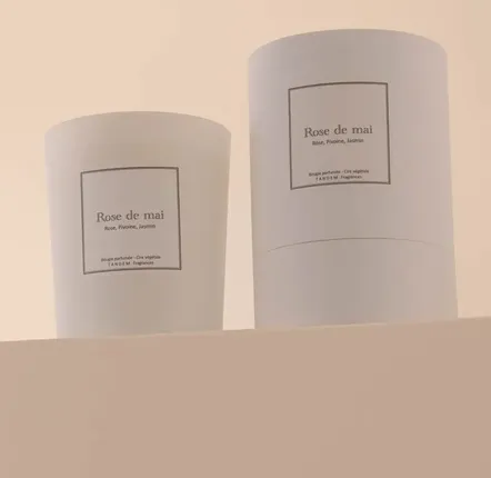 Candles - Rose de Mai scented candle - 180g - white glass - 100% vegetable wax - TANDEM FRAGRANCES