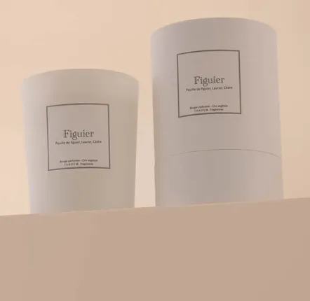 Candles - Fig Leaf scented candle - 180g white glass - 100% vegetable wax - TANDEM FRAGRANCES