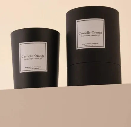 Candles - Orange cinnamon candle - 180g black glass - 100% vegetable wax - TANDEM FRAGRANCES