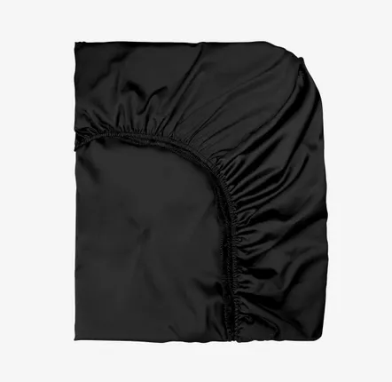Bed linens - Sateen Fitted Sheet, 180x200x25, Black - DILIOS