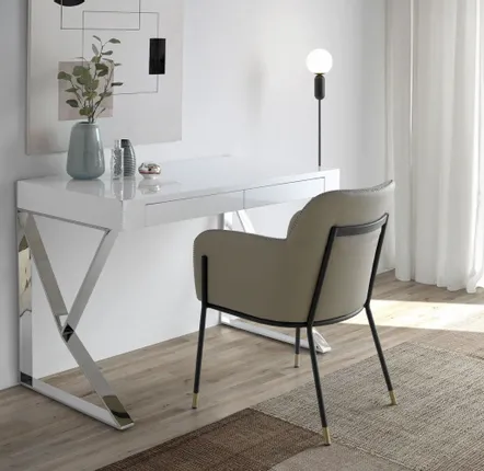 Mobilier et rangements pour bureau - Bureau blanc et acier - ANGEL CERDÁ
