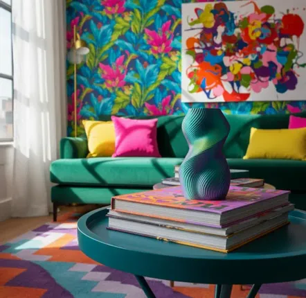 Aménagements pour bureau - Vase « Siluet » | Multicolore | Tropical | Rose, citron vert et turquo - AUURA