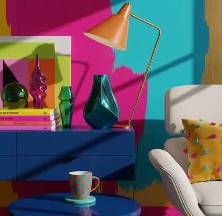 Aménagements pour bureau - Vase « Plaisir » | Tropical | Rose, citron vert et turquo - AUURA