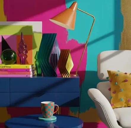 Aménagements pour bureau - Vase « Directions » | Tropical | Rose, citron vert et turquoise - AUURA