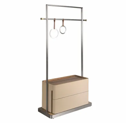 Wardrobe - Mink leatherette, walnut, and stainless steel coat rack - ANGEL CERDÁ