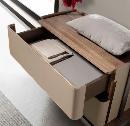 Wardrobe - Mink leatherette, walnut, and stainless steel coat rack - ANGEL CERDÁ
