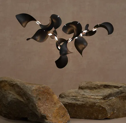 Hanging lights - Large Modular Pendant – Aluminium Sculptural – Dune 12 Cluster - MOSS OBJECTS